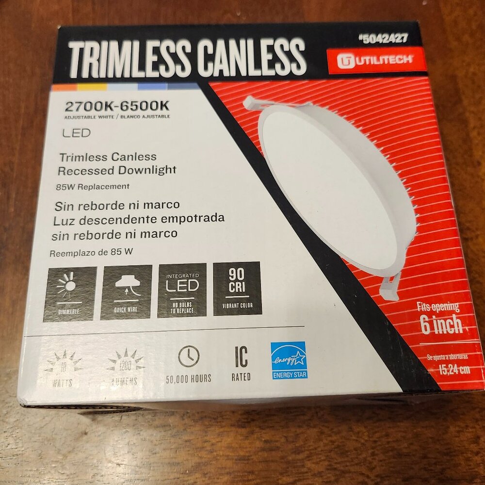 Utilitech Canless Trimless Recessed Downlight White 6-in 1200 -Lumens Switchable